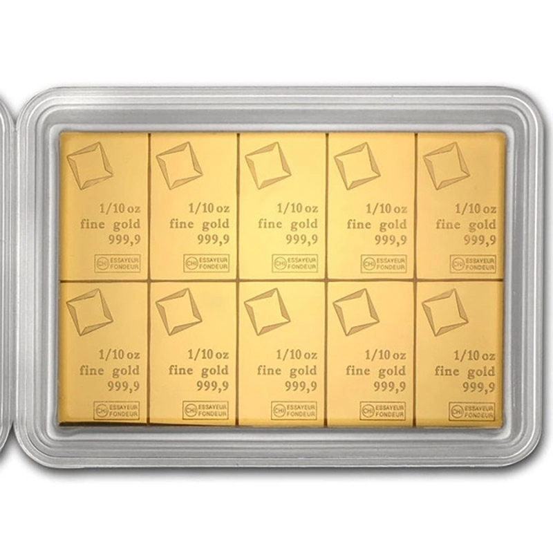 1 uncja (10 x 1/10) Valcambi Suisse CombiBar sztabka złota - obrazek 3