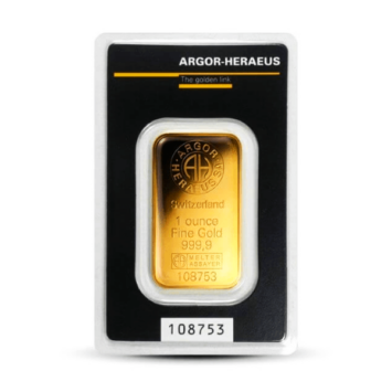 1 uncja Argor Heraeus sztabka złota