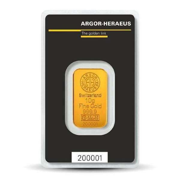 10g Argor Heraeus złota sztabka
