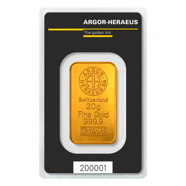 20g Argor Heraeus złota sztabka