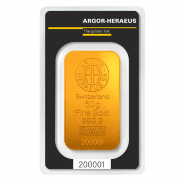 50g Argor Heraeus sztabka złota