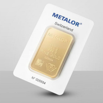 100g Metalor sztabka złota