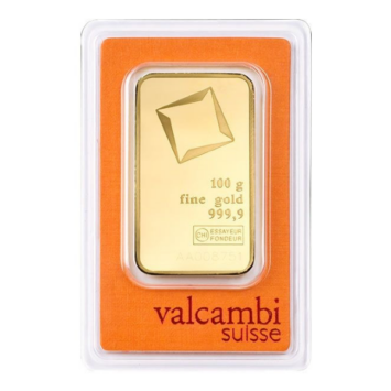 100g Valcambi Suisse sztabka złota