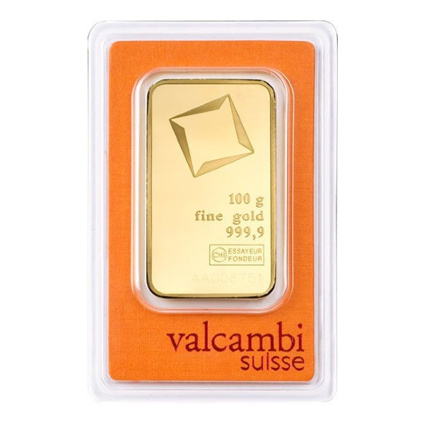 100g Valcambi Suisse sztabka złota