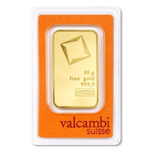 50g Valcambi Suisse sztabka złota