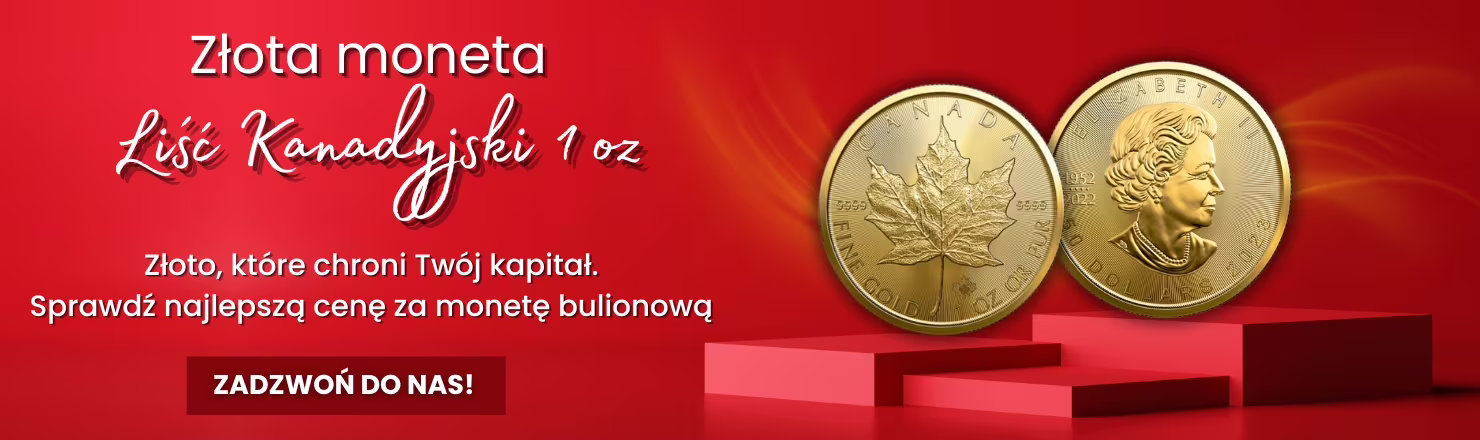 złota moneta liść kanadyjski 1oz w najlepszej cenie