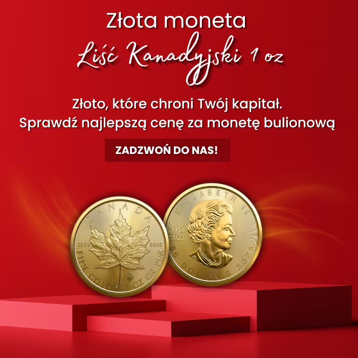 złota moneta liść kanadyjski 1oz w najlepszej cenie